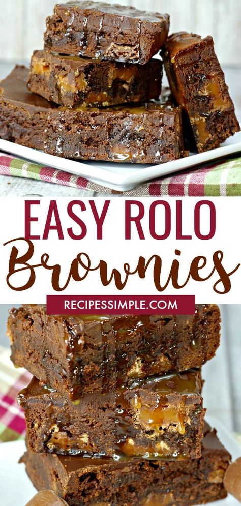 Brownies With Rolo Candy, Brownies With Rolos, Desserts With Rolo Candy, Zebra Brownies Recipes, Recipes With Rolo Candy, Recipes Using Rolos Candy, Roll Brownies, Tasty Brownies, Rolo Brownies