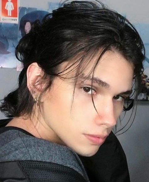 Eren Jaeger Hairstyle, Trans Masc, Men's Piercings, Male Hair, Ordinary Life, Boys Long Hairstyles, Gender Envy, Face Card, Long Black Hair