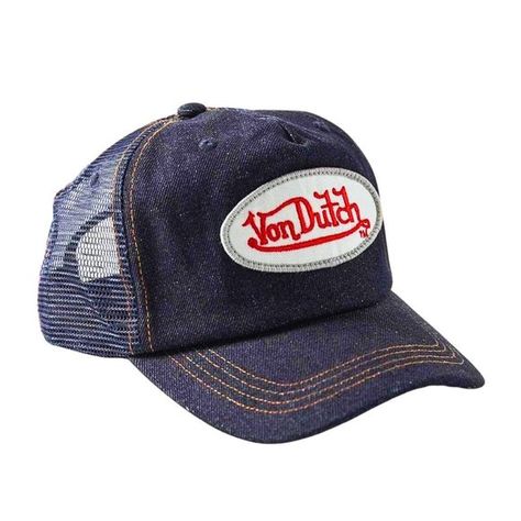 Vintage ‘90s Von Dutch Trucker Hat Von Dutch Trucker Hats, Von Dutch 2000s, Von Dutch Cap, Von Dutch Hat, Fashion 2000s, Fit Y2k, Denim Cap, Y2k Vibes, Von Dutch