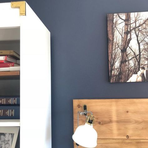 In the Navy SW 9178 - Neutral Paint Color - Sherwin-Williams Sherwin Williams Navy, Navy Paint Colors, Navy Blue Paint Colors, Pastel Paint Colors, Blue Paint Color, Purple Paint Colors, Navy Blue Paint, Staircase Wall Decor, Home Paint Color