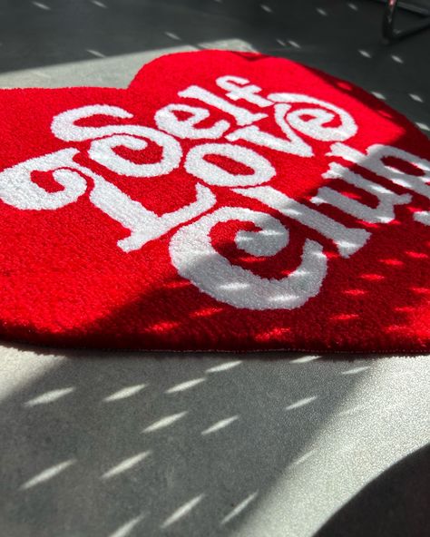 Classic one ✨🪩❤️ Self love club rug Available to purchase 🛒 Link in bio . . . . #selflove #customrug #customrug #selflovejourney #selfloveisthebestlove #rugdesign #rug #selfloveclub #tufting #customrug #rugmaking #tuftinggun #rugmaking #tufting #rugsusa Rug Business, Self Love Club, Love Club, Business Packaging, Rugs Usa, Custom Rugs, Rug Design, Rug Making, Handmade Rugs