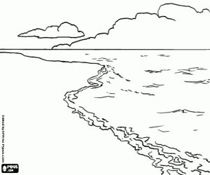 Landscape with beach, sea and clouds coloring page Coloring Pages Nature, Ocean Drawing, Sea Drawing, Beach Drawing, Landscape Art Quilts, Landscape Quilt, Landscape Drawings, Diy Canvas Art Painting, Painting Art Projects