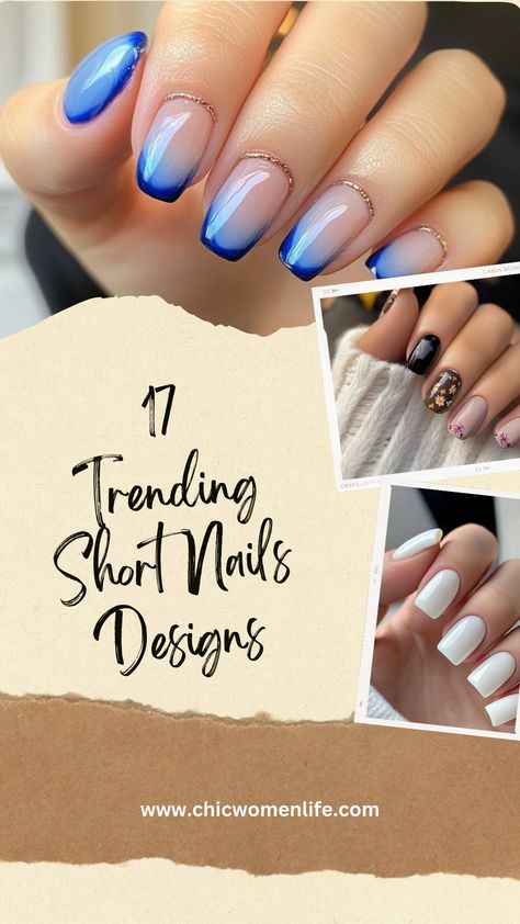 17 Trending Short Nails Designs Unique Short Nail Ideas, Beautiful Nails Design Top 10, Fingernail Designs For Short Nails, Short Coffin Nails Designs, Chic Nail Art, Fingernail Designs, Short Coffin Nails, Daisy Nails, Classic French Manicure