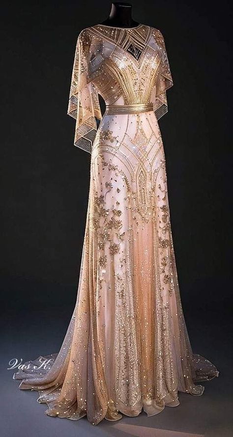 Glam Evening Gown, Night Gown Aesthetic, Anniversary Gown, Details On Clothes, Copper Gown, Gossamer Gown, Victorian Evening Gown, Coronation Gown, Clothing Industry