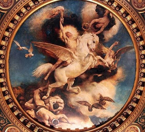 3,144 Me gusta, 16 comentarios - @refrekans en Instagram: "* Triumph of Art -Leon Bonnat #triumph  #art #léonbonnat  #refrekansbonnat" Fantasy Pegasus, Ceilings Ideas, 1800s Aesthetic, Greek Paintings, Paris Canvas, Baroque Painting, Model Painting, Heavenly Bodies, Rennaissance Art