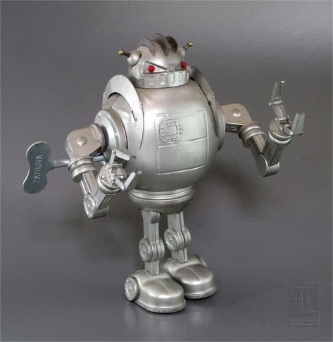 https://flic.kr/p/9TSLw9 | Tin ZATHURA ROBOT wind-up by Schylling | A great wind-up tin robot from the movie Zathura. From what I understand, shortly after this robot toy came out the molds went missing. As a result, this modern robot has become somewhat of a rarity. Design is top-notch, and it is put together with a lot of individual parts. Wind Up Toy, Wind Up Toys, Toy Robot, Robot Sculpture, Geek Decor, 9th Birthday Parties, Arte Robot, Space Toys, Wind-up Toys