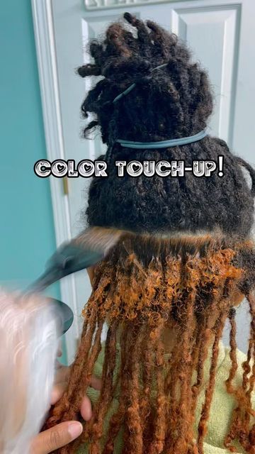 Erin 💗 on Instagram: "A quick color touch-up💕 I tried to do a different shade of orange/ginger, and it was definitely way darker than I thought it was going to be, but I think it’s still cute 🥰 Products: Loreal Hi-Color in Sizzling Copper 30V Oreor Developer • • • • • #starterlocs #coils #locstyles #locs #combcoils #healthylocs #loclife #coloredlocs #locnation #locdandloaded #locjourney #locstylesforwomen #loclove #loclivin #locd #loclifestyle #locsnotdreads #womenwithlocs #locsandmelanin Color On Locs Black Women, Ginger Hair Color Locs, Loc Color Combo Ideas, Copper Hair Locs, Copper Ginger Locs, Ginger Starter Locs, Coloring Locs, Cooper Locs, Copper Invisible Locs