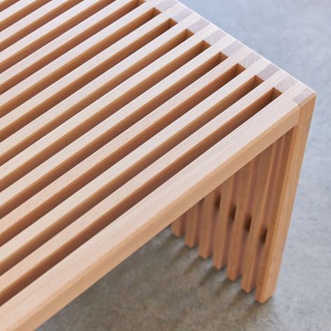 Elegant, durable, and responsible. We craft our Zero Waste Slatted Bench exclusively with upcycled wood from our Los Angeles facility. It’s low-impact luxury. This unique statement piece will lend a story of eco-consciousness wherever you place it. Available in blonde or walnut. Pair with the Zero Waste Collection. Slatted Bench, Green Mattress, Environmentally Friendly Living, Green Avocado, Storage Entryway, Upcycled Wood, Entryway Benches, Waste Collection, Dining Benches