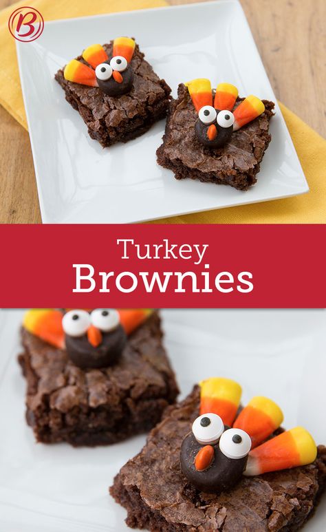 An adorable addition to your Thanksgiving kids' table, these gobble-y good brownies are ready in a snap thanks to Betty's Fudge brownie mix. Turkey Brownies, Dessert Turkey, Easy Thanksgiving Desserts Recipes, Thanksgiving Brownies, Thanksgiving Desserts Recipes, Easy Thanksgiving Desserts, Easy Thanksgiving Dessert Recipes, Thanksgiving Desserts Kids, Food Turkey