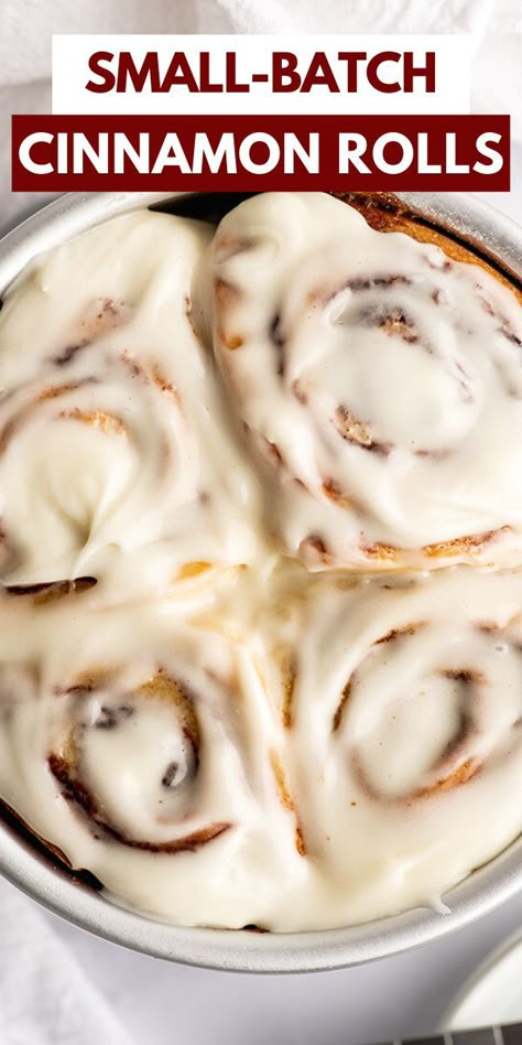 These small-batch Cinnamon Rolls are an indulgent breakfast for two with outrageously good cream cheese frosting.