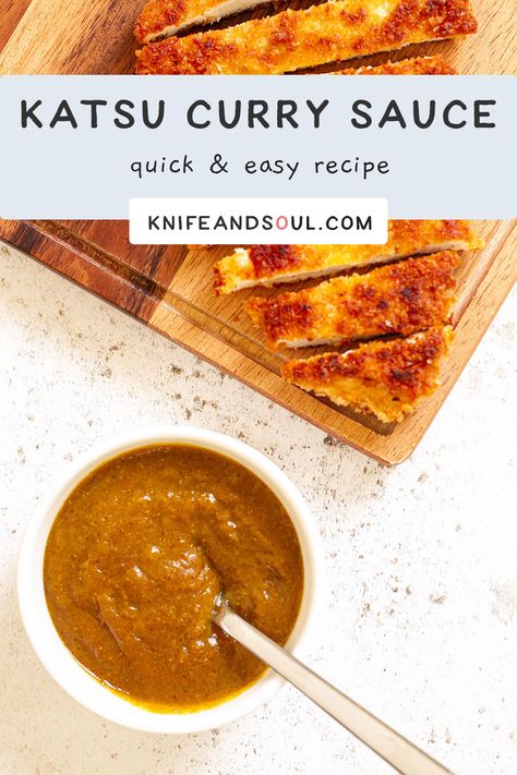 Make a hearty and delicious katsu curry sauce in just 20 minutes with this easy recipe. Fragrant, umami and slightly sweet with less than 10 everyday ingredients and so many serving options. Enjoy with breaded chicken or pork or serve with tofu or veggies for a quick and healthy weeknight dinner. With no obscure ingredients, blending or straining (unless you want to), this recipe is a go-to in my household and sure to become a regular for you too. Japanese Curry Sauce, Easy Katsu Sauce, Katsu Curry Sauce Recipe, Katsu Curry Recipe, Katsu Curry Sauce, Katsu Curry, Curry Katsu Chicken, Healthy Chicken Katsu Recipe, Chicken Curry Katsu Recipe