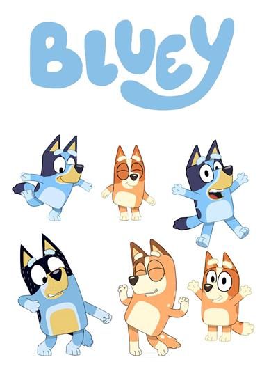 Bluey Pictures Printable, Bluey Toppers Printable, Bluey Character Cutouts, Bluey Png Free, Bluey Stickers Printable, Bluey Cake Topper Printable, Bluey Toppers, Bluey Printables, Bluey Cake Topper