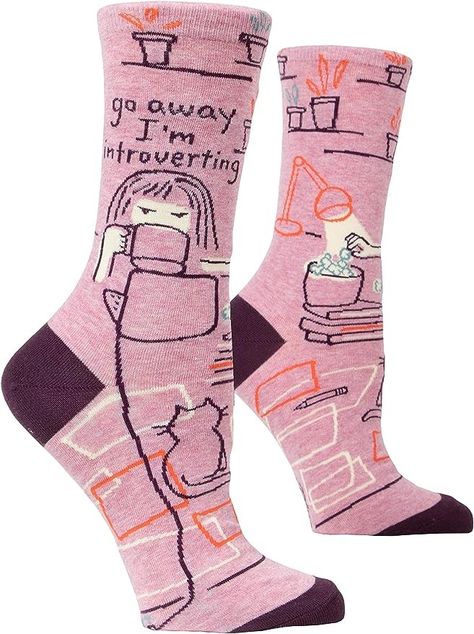 Socks womens gift present humor introvert Blue Q Socks, Knitting Notions, Blue Q, Women Crew Socks, Fabric Yarn, Funny Socks, Sock Patterns, Cotton Socks, Ankle Socks