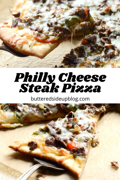 Cheese Steak Pizza, Homemade Philly Cheesesteak, Wednesday Recipes, Philly Cheese Steak Pizza, Steak Peppers, Steak Pizza, Philly Steak, Calzone Pizza, Cheese Sauce Recipe