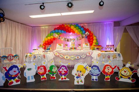 Amazing Rainbow Brite birthday party! See more party ideas at CatchMyParty.com! Rainbow Brite Birthday Party, Rainbow Bright Birthday Party, Rainbow Bright Party, Rainbow Brite Party, Rainbow Brite Birthday, December Baby Shower Ideas, 1rst Birthday, 80s Birthday, 80s Birthday Parties