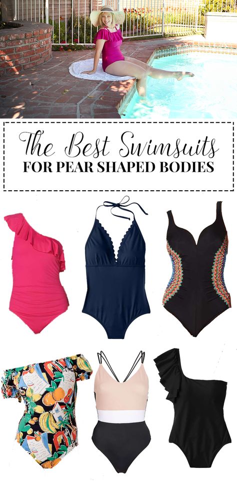 Looking for a bathing suit for pear shaped body types? This guide will change your life (and your summer wardrobe)! Pear Shaped Bodies, Pear Body Shape Fashion, Best Bathing Suits, Pear Body Shape Outfits, Pear Shaped Outfits, Shaping Swimwear, Pear Shaped Women, Swimsuit For Body Type, Pear Body