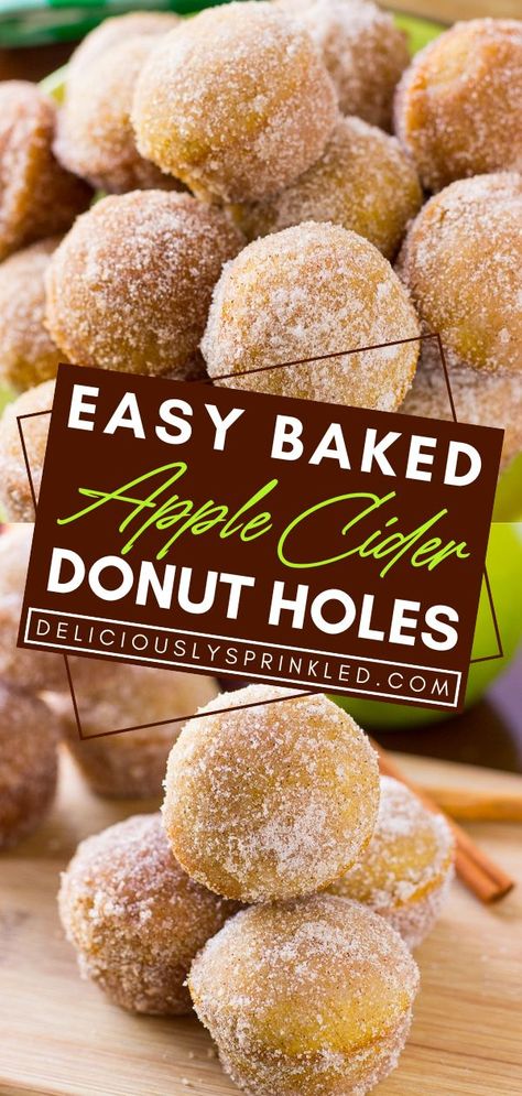 Say hello to the perfect fall food! Your fall baking list must have this Thanksgiving recipe. Loaded with warm apple cider flavor, these donut holes are amazing. Try these easy baked donuts today! Apple Cider Donut Holes Recipe, Fall Cooking Recipes, Apple Cider Donut Holes, Donut Hole Recipe, Cider Donuts Recipe, Apple Cider Donuts Recipe, Breakfast Donuts, Apple Cider Donuts Baked, Easy Donut Recipe