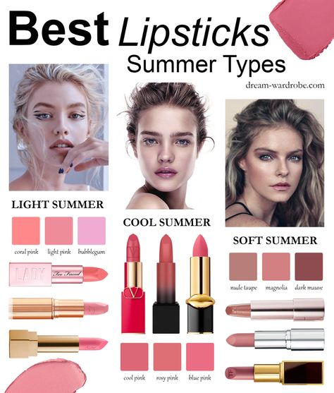 Summer Color Makeup, Blush For Cool Summer, Soft Summer Makeup Colors, Summer Color Analysis Outfits, Summer Cool Makeup, Makeup For Light Summer, Summer Light Makeup, Light Summer Color Palette Nail Polish, Cool Summer Makeup Looks