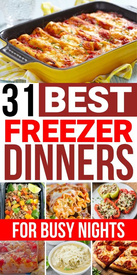 These freezer dinners are the BEST for crazy busy nights!! Now I have some easy freezer meals to make ahead of time and then I can just pop them in the oven when I get home on busy weeknights!! Your family will love these easy freezer dinner recipes to prep beforehand!! Freezer Meals For Lunch, Easy Freezer Meals Make Ahead Dinners, Comfort Freezer Meals, Dinner Prep Freezer Meals, Quick Easy Freezer Meals Simple, Prep Meals For The Week Dinners, Family Dinner Prep Meal Ideas, Prepared Freezer Meals, Crockpot Meals Make Ahead