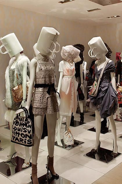 DIY Heads for Headless Mannequins - Fashion Window Display, Fashion Mannequin, Dark Purple Dresses, Visual Merchandiser, Mannequin Display, Windows Display, Shop Windows, Store Windows, Boutique Ideas