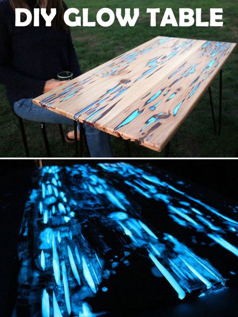 Diy Glow In The Dark, Glow Table, Diy Resin Table, Dark Table, Wood Resin Table, Epoxy Wood Table, Resin Table Top, Diy Glow, Diy Table Top