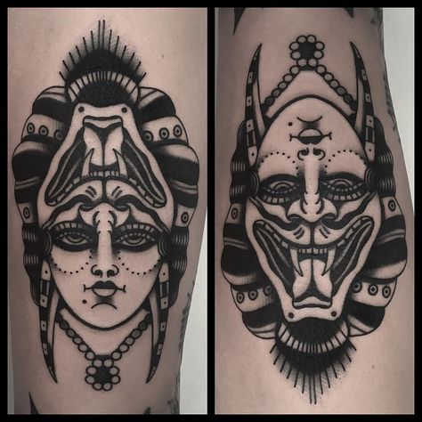 Illusion Tattoo, Optical Illusion Tattoo, Filipino Tattoos, Demon Tattoo, Tattoos Geometric, Old School Tattoo Designs, Tattoo Graphic, Traditional Tattoo Design, Traditional Tattoo Art