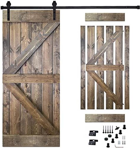 Amazon.com: diy barn door Industrial Interior Doors, Wood Sliding Door, Barn Wood Door, Diy Doors, Diy Slides, American Farmhouse Style, Wood Barn Door, Interior Sliding Barn Doors, American Farmhouse