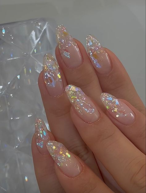 Clear Acrylic Nails, Wow Nails, Work Nails, Nails Makeup, Glass Nails, Gem Nails, Clear Nails, Crystal Nails, Bridal Nails