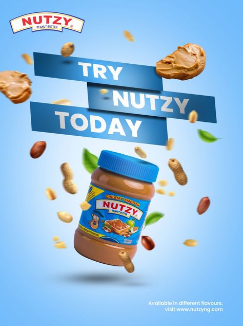 Nutzy peanut butter flyer Peanut Butter Advertisement, Peanut Butter Poster Design, Product Based Social Media Posts, Peanut Butter Social Media Post, Food Products Ads, Peanut Butter Ads, Butter Ads, Product Advertisement Poster, Peanut Butter Design