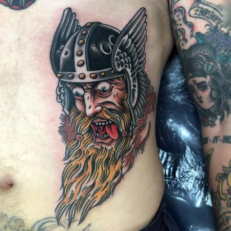 Steve Wood on Instagram: “Part two of the Viking front!! Skol🍻 @sacredtattoonz” Viking Tattoos Traditional, Neo Traditional Viking Tattoo, Old School Viking Tattoo, Viking Traditional Tattoo, Ted Tattoo, Viking Helmet Tattoo, Traditional Viking Tattoos, Scandinavian Tattoo, Helmet Tattoo