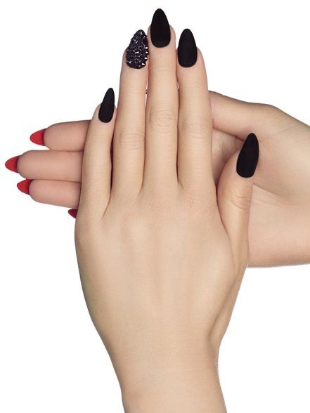 Nails red bottoms, matte black, crystals 2015 Nails, Nails Plain, Insta Nails, Nails 2015, Governors Ball, Static Nails, Opal Nails, Pedicure Nail Designs, Nail Colors And Designs