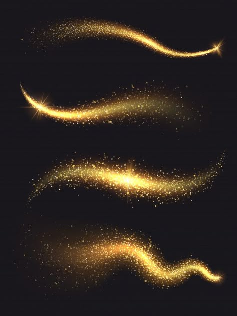 Sparkle stardust. golden glittering magic vector waves with gold particles collection Premium Vector | Premium Vector #Freepik #vector #christmas #gold #abstract #design Gold Overlays For Edits, Light Magic Art, Magic Particles, Magic Sparkles, Golden Magic, Lense Flare, Wave Light, Gold Magic, Magical Design