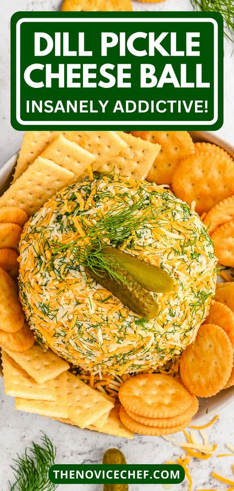 Dill Pickle Cheeseball Recipes, Dill Pickle Balls, Dill Cheese Ball Recipes, Hot Cheeto Cheese Ball, Dill Pickle Pretzels Recipe, Pickle Charcuterie Board Ideas, Dill Cheese Ball, Dill Pickle Cheese Ball Recipes, Pickle Board Ideas