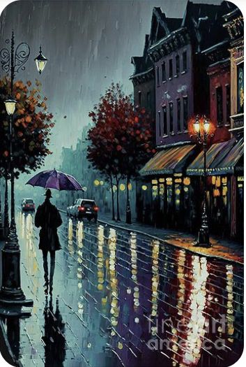 Painting On Canvas For Beginners, Floral Watercolor Paintings, Canvas For Beginners, Great Works Of Art, Simple Canvas Paintings, City Painting, Walking In The Rain, Canvas Painting Landscape, Tableau Art