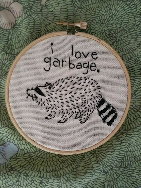 Animal Cross Stitch, Embroidery Materials, Learn Embroidery, Trash Panda, A Boyfriend, Sewing Embroidery Designs, Hand Embroidery Stitches, Stitch Embroidery, Hand Embroidery Patterns