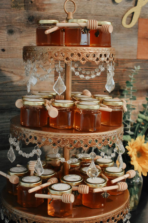 Mini Hexagon Honey Jars - 2 oz 15 Pack Little Glass Honey Jar - Glass Honey Jars with Gold Lids, Wooden Dippers, Bee Charms and Jutes - Small Honey Jars for Baby Showers, Wedding and Party Favors Honey Jar Baby Shower Favors, Mini Honey Jars, Honey Favors Wedding, Honey Gender Reveal, Ariana Wedding, Honey Baby Shower Favor, Honey Party Favors, Bridal Shower Honey, Honey Jar Wedding Favors