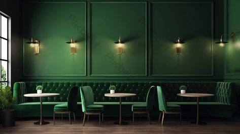 green interior the dark and of a restaurant Green Restaurant Interior, Green Coffee Shop, Sofa Colour Combinations, 3d Rendering Interior, Green Restaurant, Dark Green Kitchen, Green Painted Walls, Greens Restaurant, Green Kitchen Decor