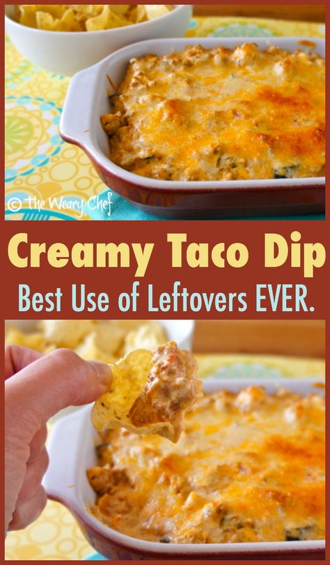 Creamy Taco Dip, Taco Dip With Meat, Mexican Sour Cream, Leftover Taco Meat, Low Carb Taco, Mexican Dip, Taco Dip Recipe, Mexican Dips, Sour Cream Dip