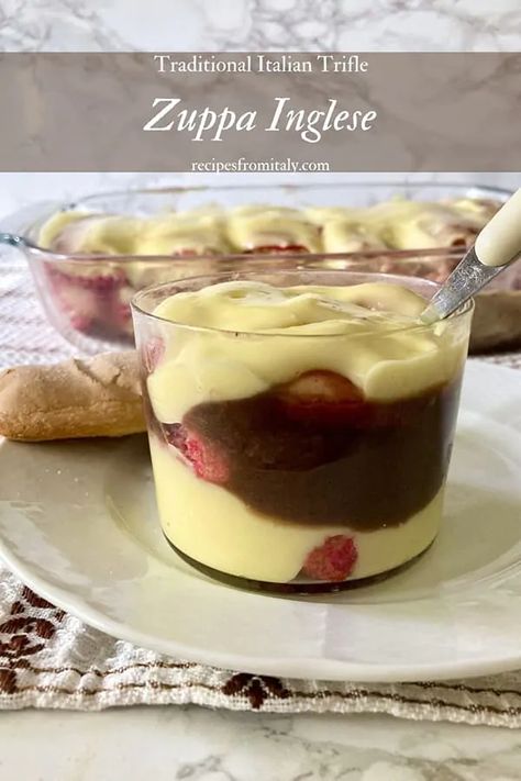 Zuppa Inglese Recipe | Traditional Italian Trifle - Recipes from Italy Italian Trifle, Italian Trifle Desserts, Traditional Italian Desserts, Traditional Italian Recipes, Traditional Italian Food, Italian Dessert Recipes, Italian Tiramisu Recipe Italy, Traditional English Trifle, Old Italian Recipes