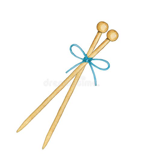 Knitting Needles Tattoo, Knitting Needle Tattoo, Watercolor Bamboo, Knitting Tattoo, Slumber Party Invitations, Bamboo Knitting Needles, Water Paint, Knitting Supplies, Small Tattoo