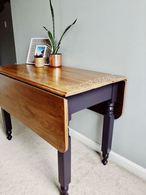 Drop Leaf Table Redo, Drop Leaf Tables, Drop Table, Leaf Tables, Hallway Tables, Table Redo, Ikea Mirror, Paint Drop, Diy Furniture Renovation