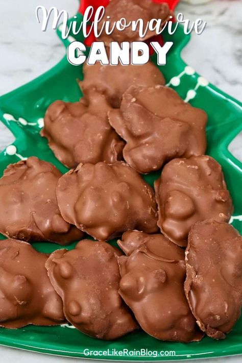 Millionaire Candy Recipe: Caramel Pecan Turtles - Grace Like Rain Blog Millionaire Candy, Millionaire Candy Recipe, Pecan Turtles Recipe, Stovetop Appetizers, Crockpot Candy Recipes, Caramel Pecans, Turtle Recipe, Kraft Caramel Bits, Candied Pecans Recipe