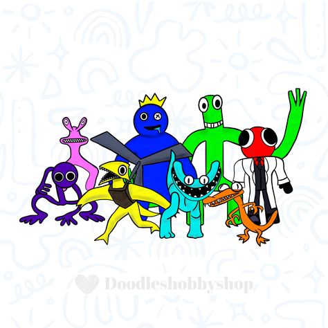 Rainbow Friends Characters, Dream Bedrooms, Fondant Animals, Rainbow Friends, Chalk Drawings, Friends Characters, Download Image, Friends Party, Game Characters