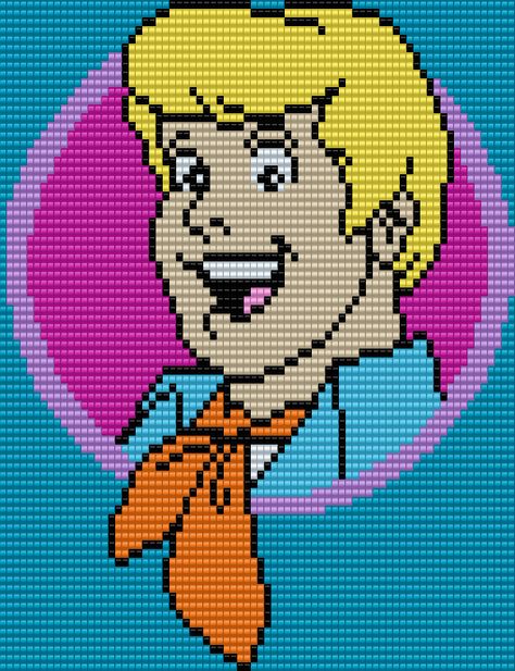 Freddy Jones from Scooby-Doo Square Grid Pattern (Pattern by me, Man in the Book) Square Grid Pattern, Character Blankets, Graph Paper Drawings, Square Grid, Pixel Art Templates, Motifs Perler, Pixel Crochet, Graph Paper Art, Pixel Art Grid