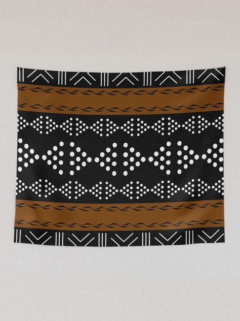 "African Bogolan Mudcloth Pattern" Tapestry for Sale by funkyvibes | Redbubble Mud Cloth Pattern Wall, African Tapestry, Nubian Motifs, Pointillism Painting, African Mudcloth Pattern, Mud Cloth Pattern, Mudcloth Pattern, African Mud Cloth Fabric, African Textile