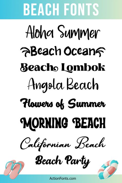 free beach fonts for commercial use Fonts For Commercial Use Free, Summer Fonts Free, Beachy Canva Fonts, Beach Fonts Alphabet, Coastal Logo Design Inspiration, Surfer Font, Coastal Fonts, Surf Font, Beachy Fonts