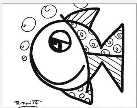 Romero Britto Art, Britto Art, Fish Art, Art Classroom, Elementary Art, Colouring Books, Art Plastique, Colouring Pages, Art Education