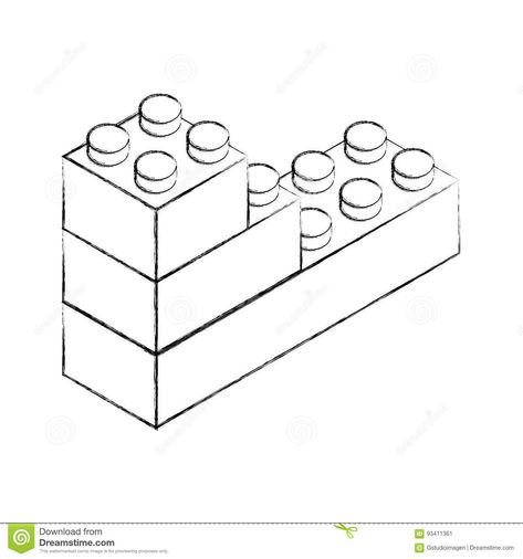 Lego Sketch Drawing, Lego Sketch, Orthographic Drawing, Drawing Legs, Lego Blocks, Building Concept, Lego Building, Vector Drawing, Black And White Drawing