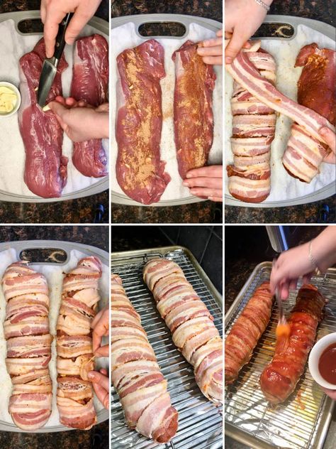 Bacon Wrapped Pork Tenderloin Recipes, Bacon Wrapped Tenderloin, Bacon Wrapped Pork Loin, Wrapped Pork Tenderloin, Loin Recipes, Smokies Recipe, Smoked Pork Tenderloin, Bacon Wrapped Pork Tenderloin, Side Ideas