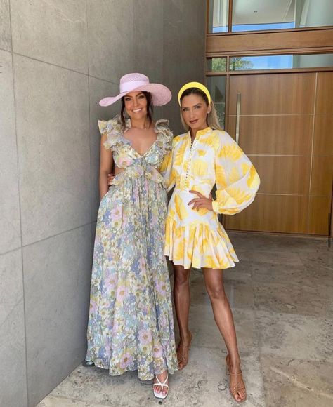 All The Dresses | Australia on Instagram: “Zimmermann ‘Super Eight Ruffle Gown’ spotted on @ashaamelia (left) and Acler ‘Bastia Dress Golden Leaves’ spotted on @chloepoliwka (right)…” Horse Race Outfit Dresses, Horse Race Outfit, Track Outfits, Kentucky Derby Outfit, Race Day Fashion, Race Outfit, Dresses For The Races, Race Day Outfits, Derby Outfits